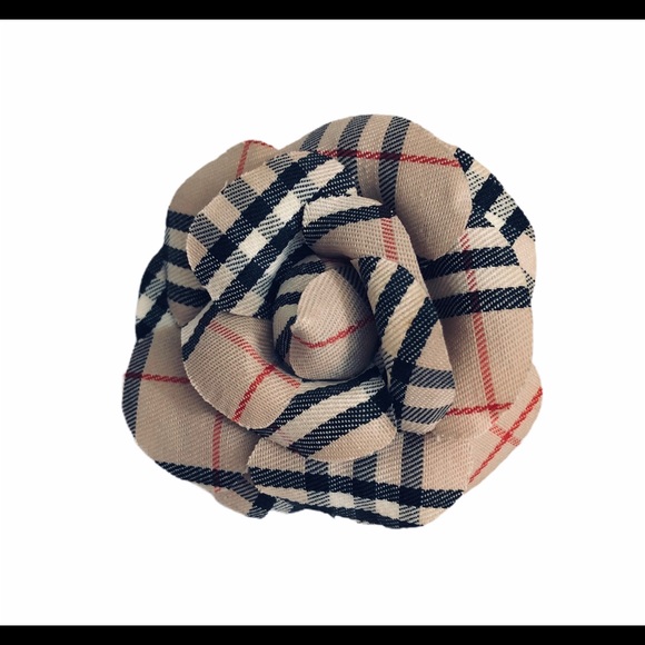 Accessories - Handmade Flower Hair Ornament Plaid Barrette Black